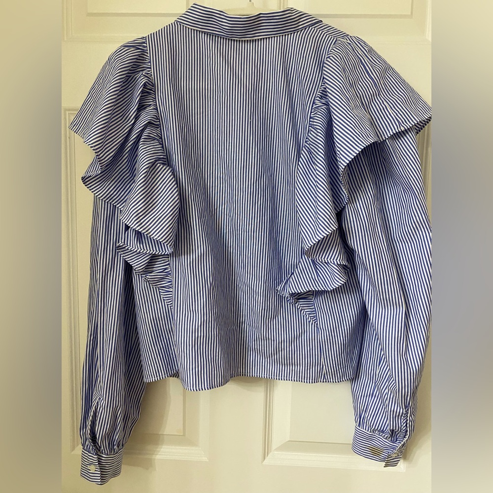 Zara Striped Ruffled Blouse - Picture 5 of 12
